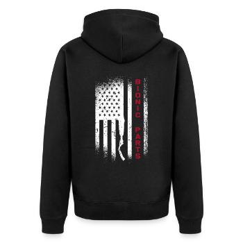 Beinamputierte US-Flagge Prothetische Chirurgie - Unisex Premium Bio Zip Hoodie - Schwarz - Hinten - Nico (187cm)