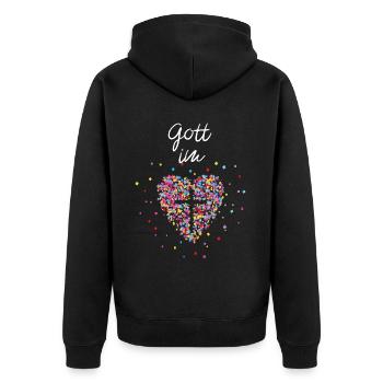 Gott im Herz Kreuz Glaube Jesus Christen Kirche - Unisex Premium Bio Zip Hoodie - Schwarz - Hinten - Nico (187cm)