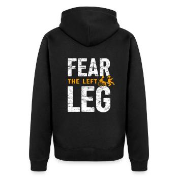 Rollstuhl Für Beinamputierte Prothesen - Unisex Premium Bio Zip Hoodie - Schwarz - Hinten - Nico (187cm)