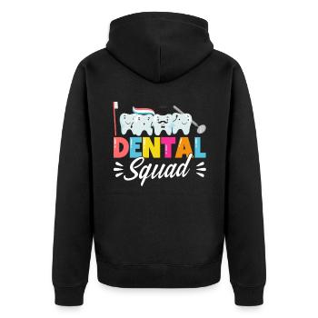 Dental Squad - Unisex Premium Organic Zip Hoodie - black - Back - Nico (187cm)