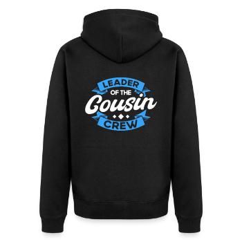 Leader Of The Cousin Crew - Unisex Premium Organic Zip Hoodie - black - Back - Nico (187cm)