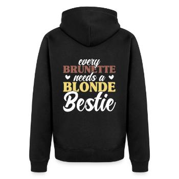 Every Brunette Needs A Blonde Beast - Unisex Premium Organic Zip Hoodie - black - Back - Nico (187cm)