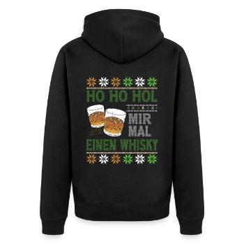 Ho Ho Hol Mir Mal Einen Whisky Ugly Christmas - Unisex Premium Bio Zip Hoodie - Schwarz - Hinten - Nico (187cm)