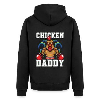 Cock Chicken Daddy Farm Animal Cock Lover - Unisex Premium Organic Zip Hoodie - black - Back - Nico (187cm)