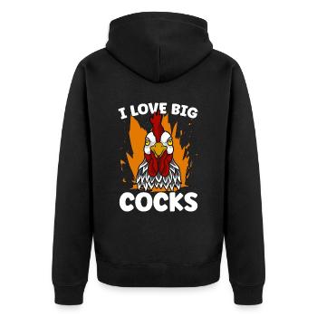 Cock I Love Big Cocks Chicken Lovers Cock Lover - Unisex Premium Bio Zip Hoodie - Schwarz - Hinten - Nico (187cm)
