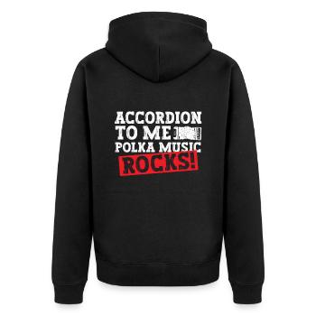 Akkordeon To Me Polka Musik rockt! - Akkordeon - Unisex Premium Bio Zip Hoodie - Schwarz - Hinten - Nico (187cm)