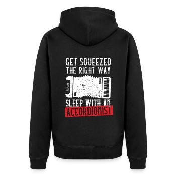 Akkordeon Akkordeonspieler Lustig Musiker - Unisex Premium Bio Zip Hoodie - Schwarz - Hinten - Nico (187cm)
