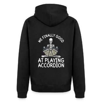 Endlich gut Akkordeon spielen - Akkordeonspieler - Unisex Premium Bio Zip Hoodie - Schwarz - Hinten - Nico (187cm)