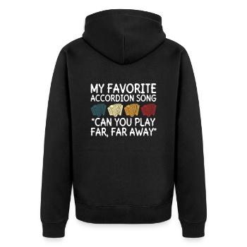 Akkordeon Akkordeonspieler Lustig Musiker - Unisex Premium Bio Zip Hoodie - Schwarz - Hinten - Nico (187cm)