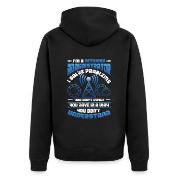 Solve problems IT-support network administrator - Unisex Premium Organic Zip Hoodie - black - Back - Nico (187cm)