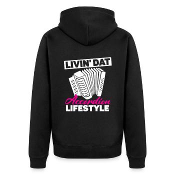 Livin' Dat Accordion Lifestyle Akkordeon - Unisex Premium Bio Zip Hoodie - Schwarz - Hinten - Nico (187cm)