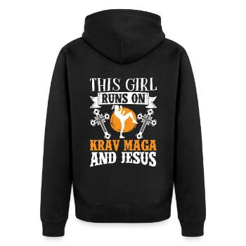 Krav Maga Apparel Israeli Self - Unisex Premium Organic Zip Hoodie - black - Back - Nico (187cm)