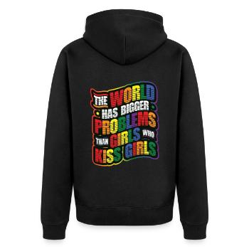 Des problèmes plus graves que les filles, les filles homosexuelles - Veste à capuche bio Premium Unisexe - noir - Dos - Nico (187cm)