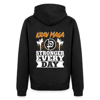 Krav Maga Apparel Israeli Self - Unisex Premium Organic Zip Hoodie - black - Back - Nico (187cm)