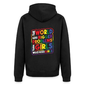 Des problèmes plus graves que les filles, les filles homosexuelles - Veste à capuche bio Premium Unisexe - noir - Dos - Nico (187cm)
