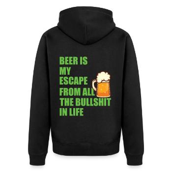 La bière est mon échappatoire à toutes les conneries de la vie - Veste à capuche bio Premium Unisexe - noir - Dos - Nico (187cm)