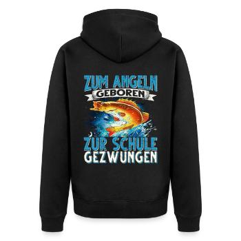angeln angler geschenke - Unisex Premium Bio Zip Hoodie - Schwarz - Hinten - Nico (187cm)