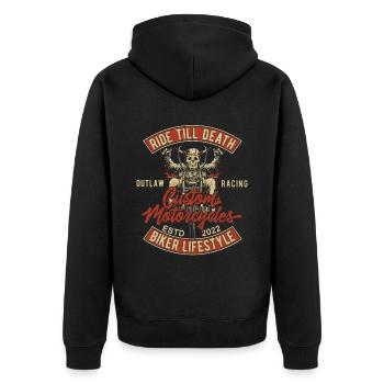 Moto Biker Lifestyle avec Skull - Veste à capuche bio Premium Unisexe - noir - Dos - Nico (187cm)