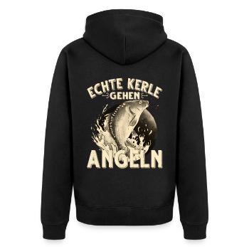 Echte Kerle Gehen Angeln Fischen Angler - Unisex Premium Bio Zip Hoodie - Schwarz - Hinten - Nico (187cm)
