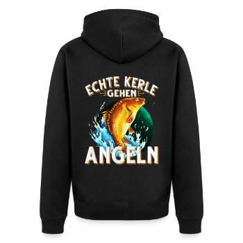 Echte Kerle Gehen Angeln Fischen Angler - Unisex Premium Bio Zip Hoodie - Schwarz - Hinten - Nico (187cm)