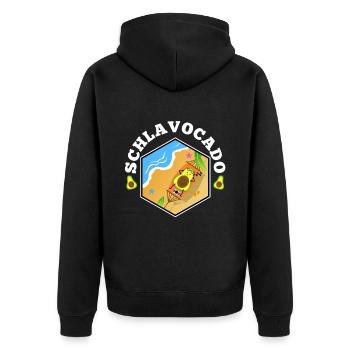 Schlavocado - Unisex Premium Bio Zip Hoodie - Schwarz - Hinten - Nico (187cm)