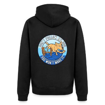 Dock Diving Don't Follow My Dog - Unisex Premium Bio Zip Hoodie - Schwarz - Hinten - Nico (187cm)