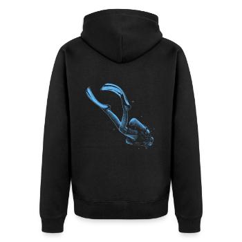 Tauchen Taucher Taucherin - Unisex Premium Bio Zip Hoodie - Schwarz - Hinten - Nico (187cm)