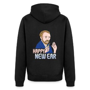 Happy New Ear Art Van Gogh - Unisex Premium Organic Zip Hoodie - black - Back - Nico (187cm)