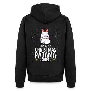 Christmas Pajamas Pajamas Sleepshirt - Unisex Premium Organic Zip Hoodie - black - Back - Nico (187cm)