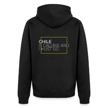 Chile Spruch - Unisex Premium Bio Zip Hoodie - Schwarz - Hinten - Nico (187cm)