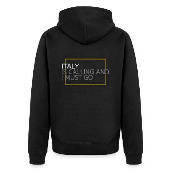 Italy Saying - Unisex Premium Organic Zip Hoodie - black - Back - Nico (187cm)