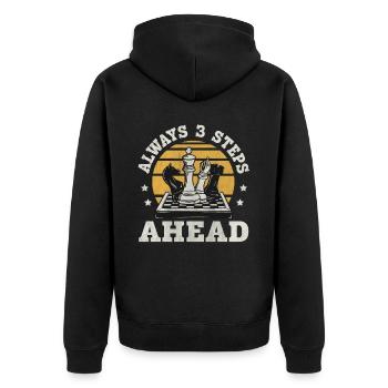Always 3 Steps Ahead funny chess - Unisex Premium Organic Zip Hoodie - black - Back - Nico (187cm)