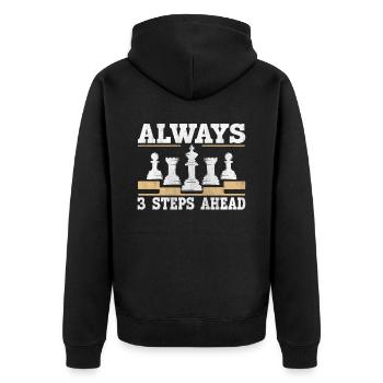 Always 3 Steps Ahead funny chess - Unisex Premium Organic Zip Hoodie - black - Back - Nico (187cm)
