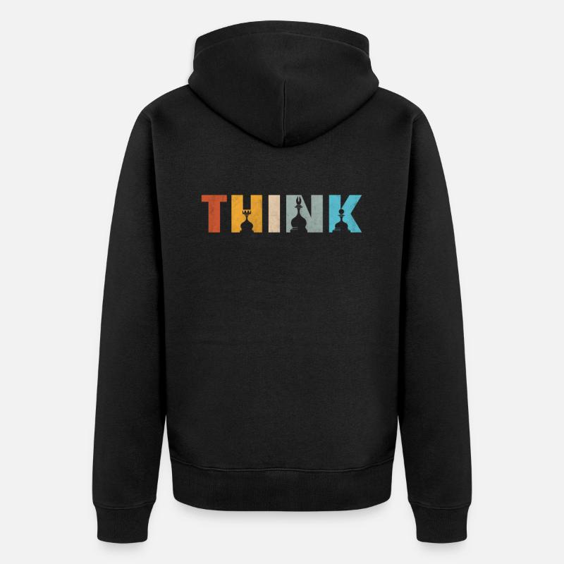 Think lustiges Schach - Unisex Premium Bio Zip Hoodie - Schwarz