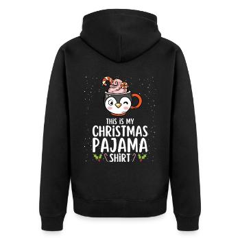 Christmas Pajamas Pajamas Sleepshirt - Unisex Premium Organic Zip Hoodie - black - Back - Nico (187cm)
