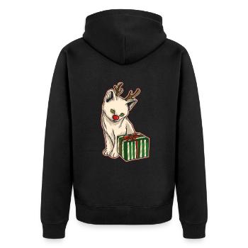 Moche pull de Noël Tshirt chat de Noël - Veste à capuche bio Premium Unisexe - noir - Dos - Nico (187cm)