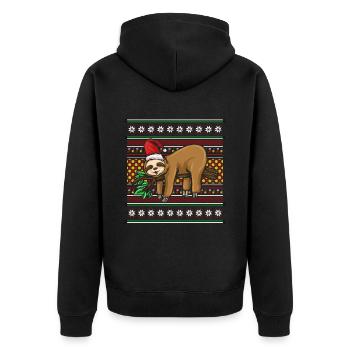 Moche pull de Noël Tshirt Noël paresseux - Veste à capuche bio Premium Unisexe - noir - Dos - Nico (187cm)
