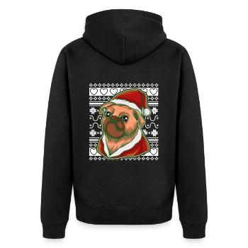 Pull de Noël moche Tshirt Carlin de Noël - Veste à capuche bio Premium Unisexe - noir - Dos - Nico (187cm)