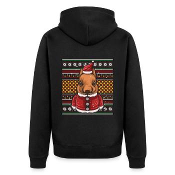 Pull de Noël moche Tshirt Chien de Noël - Veste à capuche bio Premium Unisexe - noir - Dos - Nico (187cm)