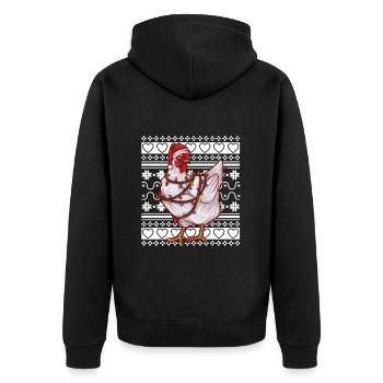 Ugly Christmas Sweater Tshirt Christmas Chicken - Unisex Premium Organic Zip Hoodie - black - Back - Nico (187cm)