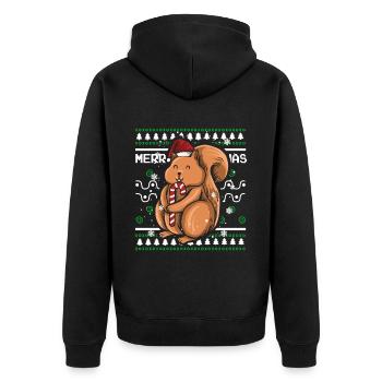 Pull de Noël moche Écureuil de Noël - Veste à capuche bio Premium Unisexe - noir - Dos - Nico (187cm)