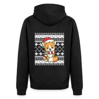 Ugly Christmas Sweater Tshirt Christmas Fox - Unisex Premium Organic Zip Hoodie - black - Back - Nico (187cm)