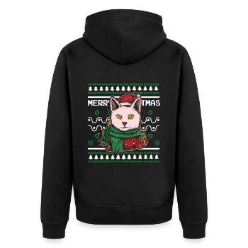 Moche pull de Noël Tshirt chat de Noël - Veste à capuche bio Premium Unisexe - noir - Dos - Nico (187cm)
