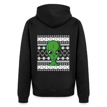 Pull de Noël moche Tshirt Weihnachten Alien - Veste à capuche bio Premium Unisexe - noir - Dos - Nico (187cm)