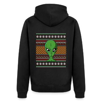 Pull de Noël moche Tshirt Weihnachten Alien - Veste à capuche bio Premium Unisexe - noir - Dos - Nico (187cm)