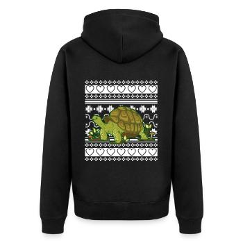 Pull de Noël moche Tortue de Noël - Veste à capuche bio Premium Unisexe - noir - Dos - Nico (187cm)