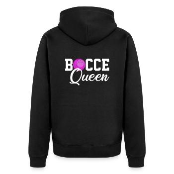 Bocce queen, bocce ball - Unisex Premium Bio Zip Hoodie - Schwarz - Hinten - Nico (187cm)