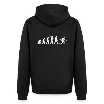 Bocce ball evolution, bocce ball - Unisex Premium Bio Zip Hoodie - Schwarz - Hinten - Nico (187cm)