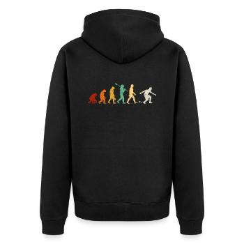Bocce ball evolution, bocce ball - Unisex Premium Bio Zip Hoodie - Schwarz - Hinten - Nico (187cm)