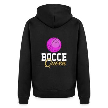 Bocce ball queen, bocce ball - Unisex Premium Bio Zip Hoodie - Schwarz - Hinten - Nico (187cm)
